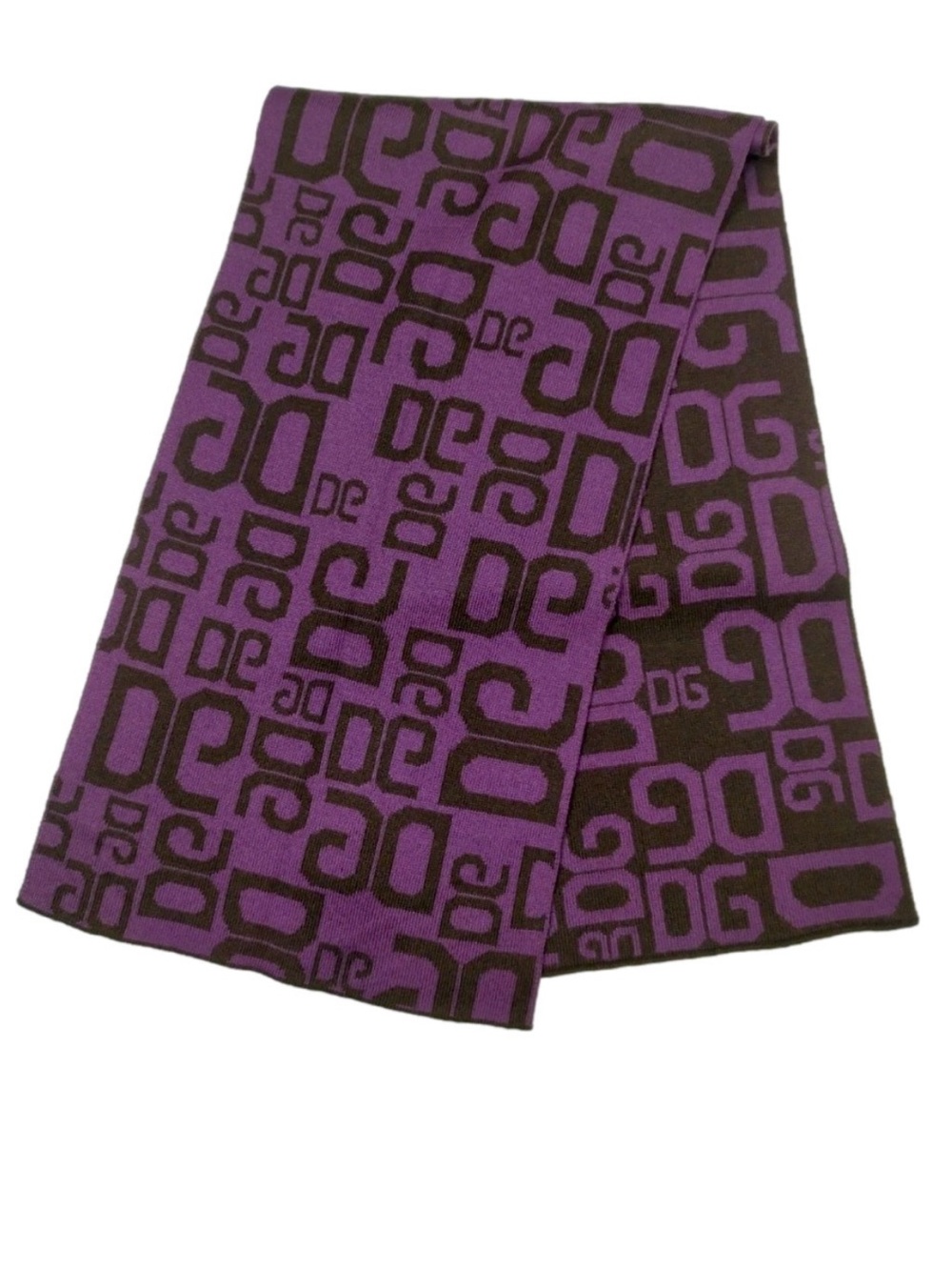 Dolce & Gabbana Black and Purple Wool Scarf EUC